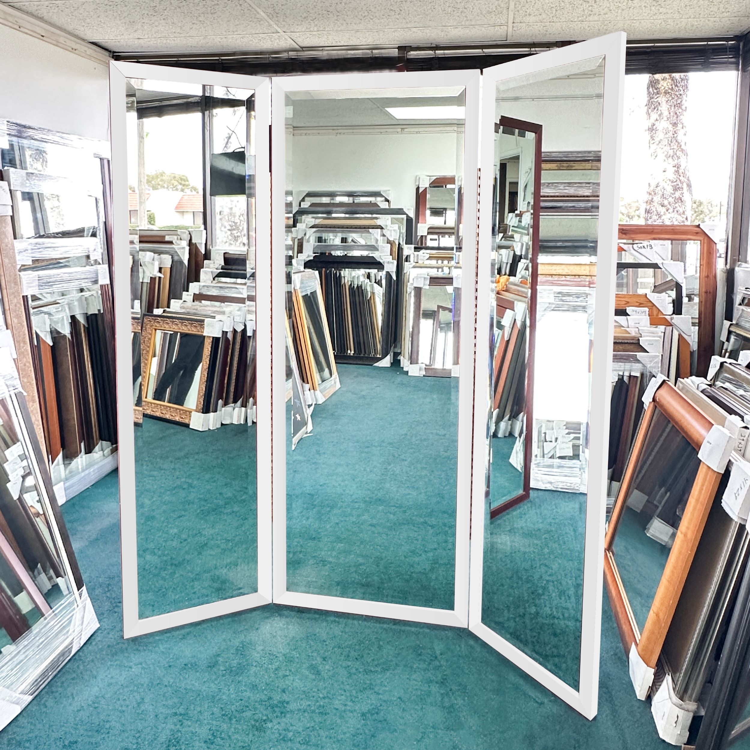 Custom Three Panel Mirrors Framed Or Frameless Any Size